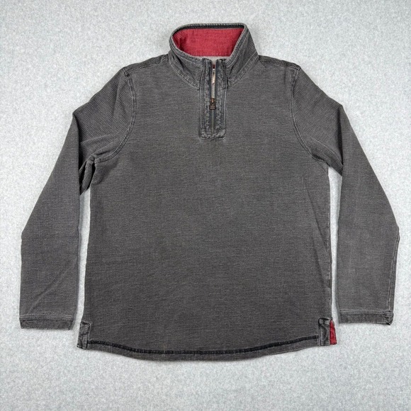 Carbon 2 Cobalt Sweater Mens Medium Gray Striped 1/4‎ Zip Mock Neck Pullover - Picture 1 of 10